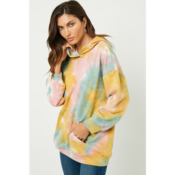 HAYDEN Harmony Misses Oversized Tie Dye Hooded Sweatshirt Large - Picture 1 of 5